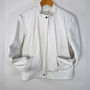 Vintage White Genuine Leather Jacket By Jones New York Y2K